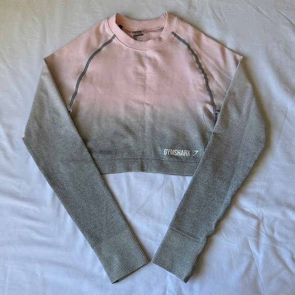 Gymshark Tops - Gymshark Women's Pink and Gray Gradient Sweatshirt